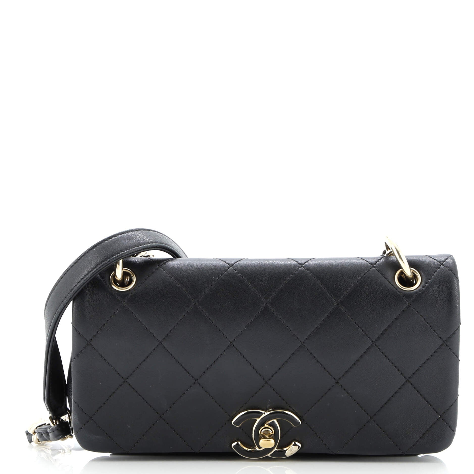 Twist Chain Enamel CC Flap Bag Quilted Lambskin Medium