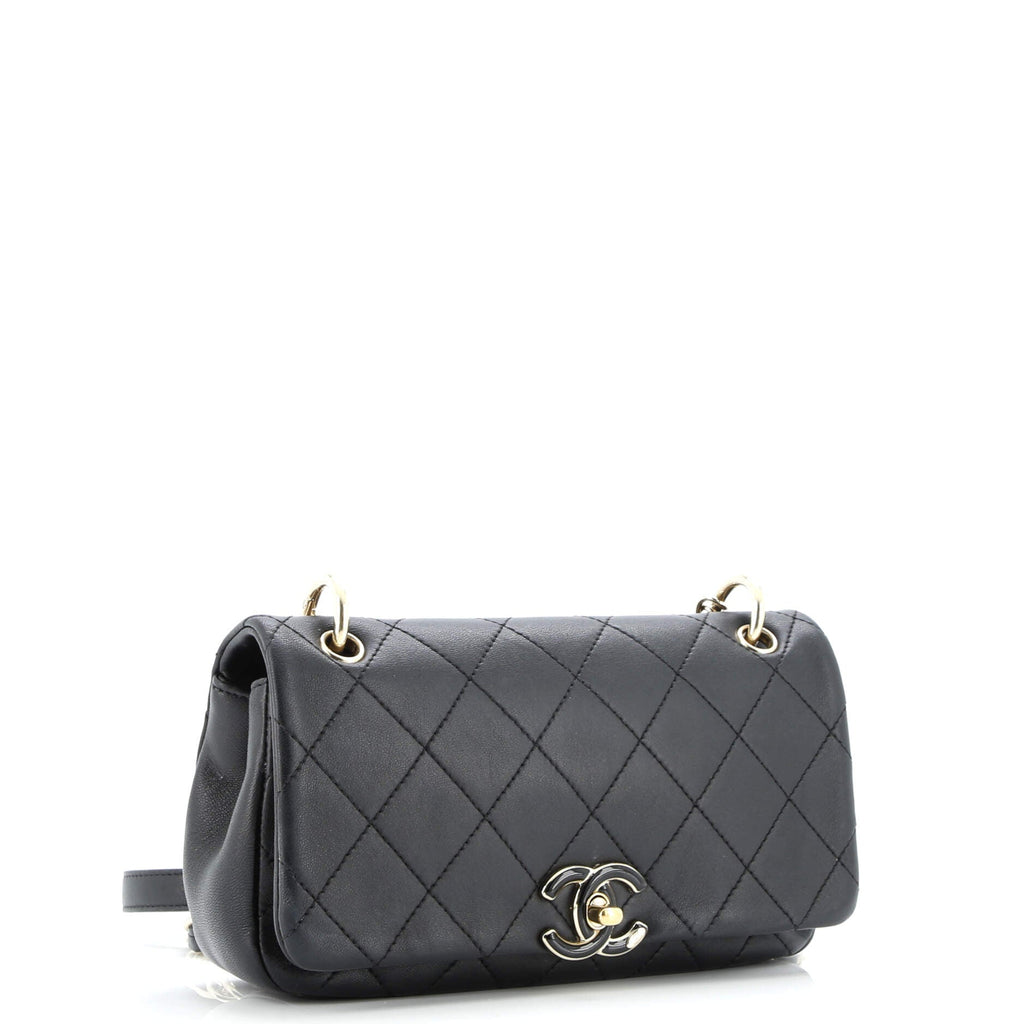 Twist Chain Enamel CC Flap Bag Quilted Lambskin Medium