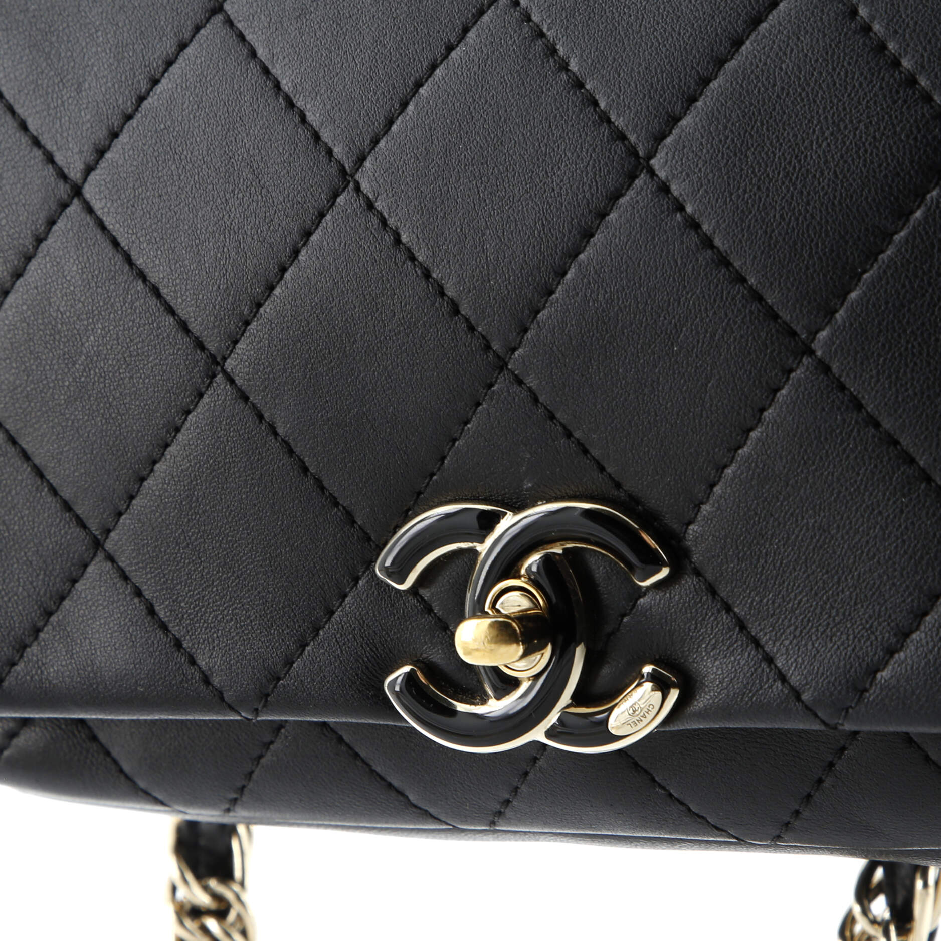 Twist Chain Enamel CC Flap Bag Quilted Lambskin Medium