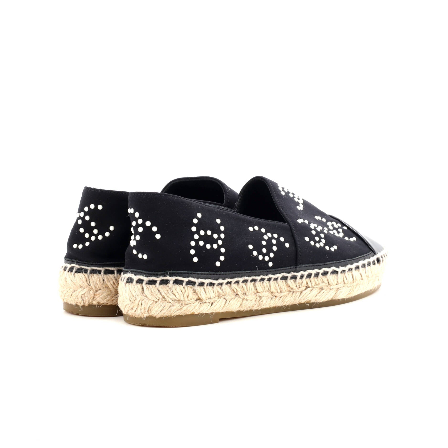 Women's CC Cap Toe Espadrilles Jersey with Patent and Faux Pearls