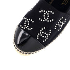 Women's CC Cap Toe Espadrilles Jersey with Patent and Faux Pearls