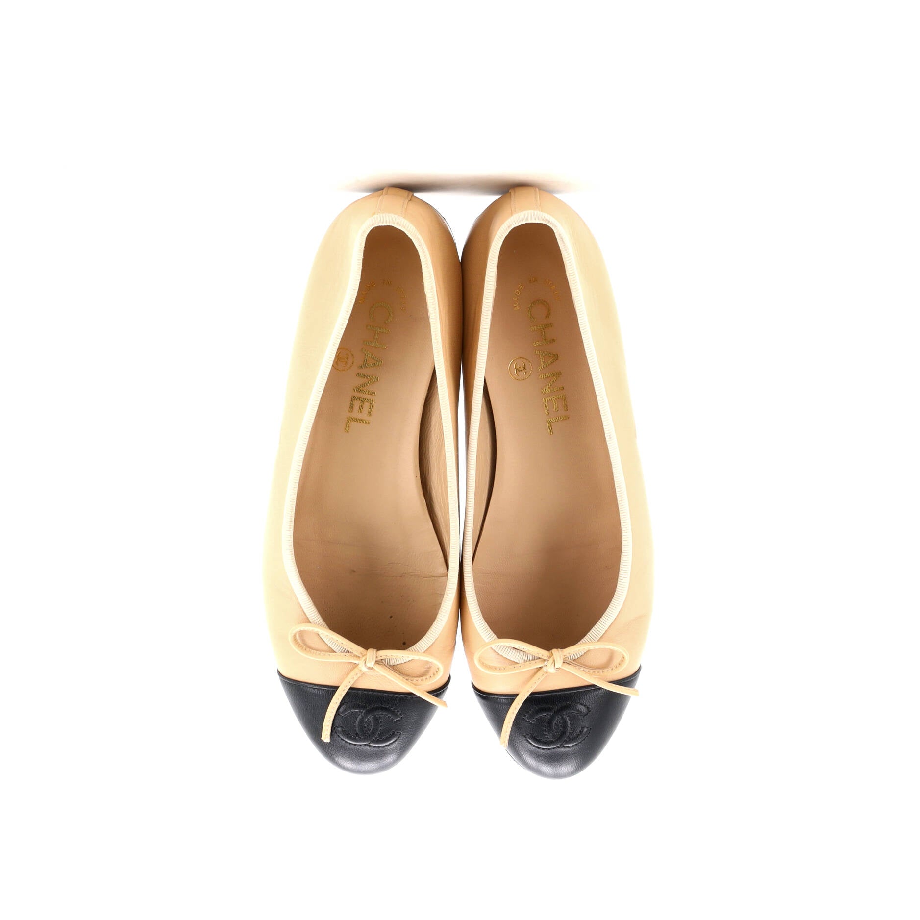 Women's CC Cap Toe Bow Ballerina Flats Leather