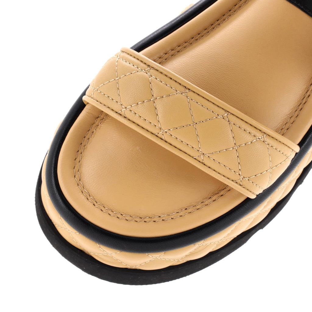 Women's Velcro Platform Sandals Quilted Leather