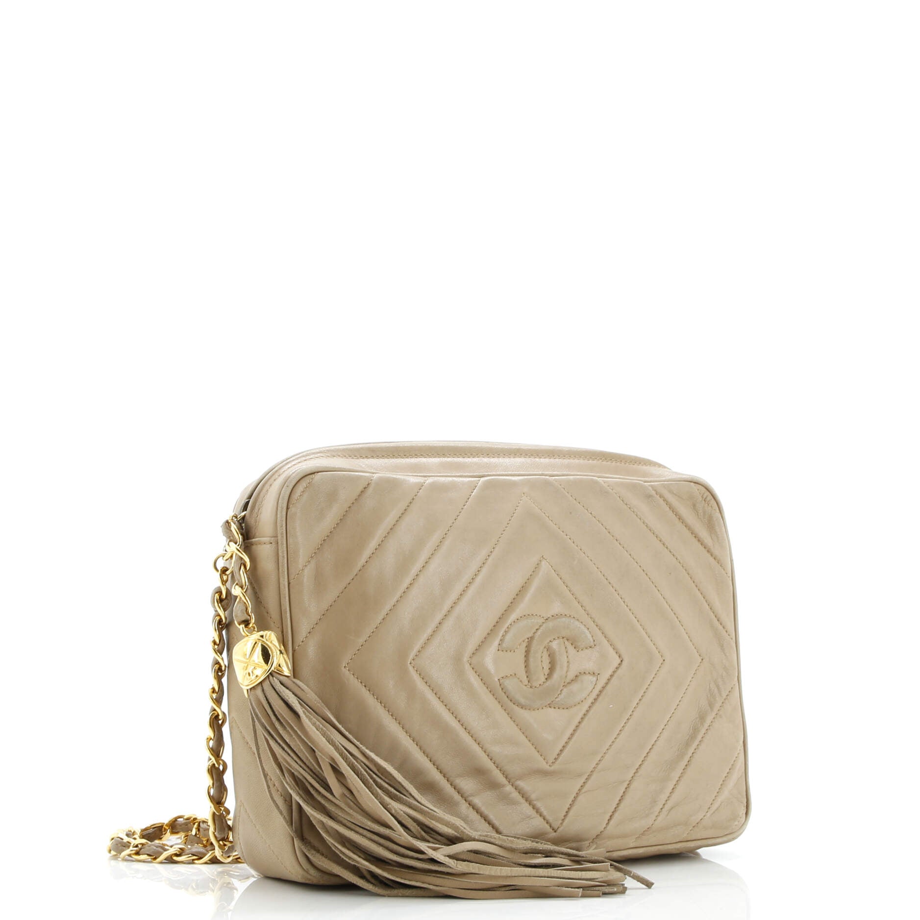 Vintage Diamond CC Camera Bag Chevron Lambskin Medium