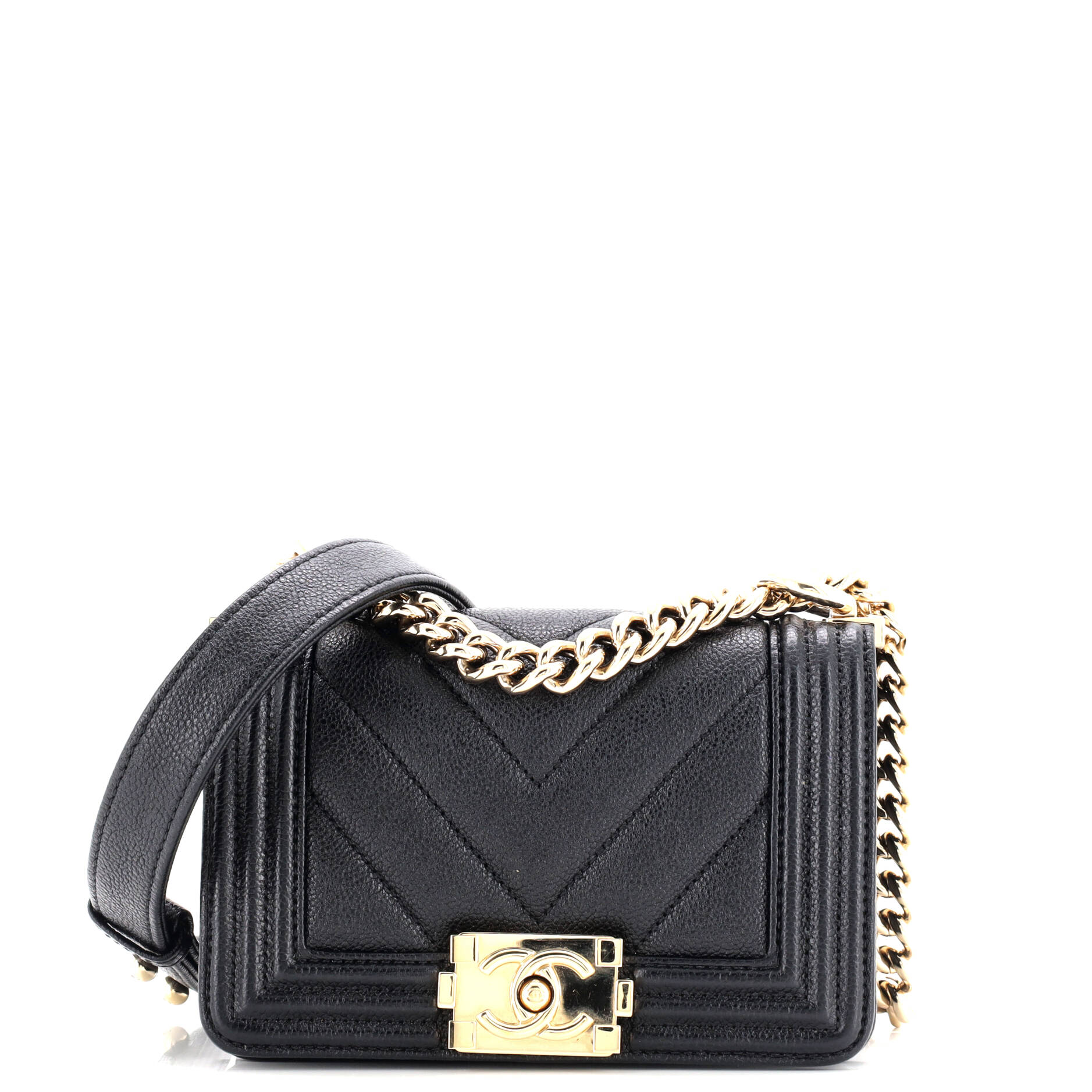 Boy Flap Bag Chevron Caviar Mini