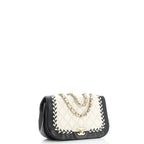 Bicolor Braided Saddle Flap Bag Quilted Lambskin Small