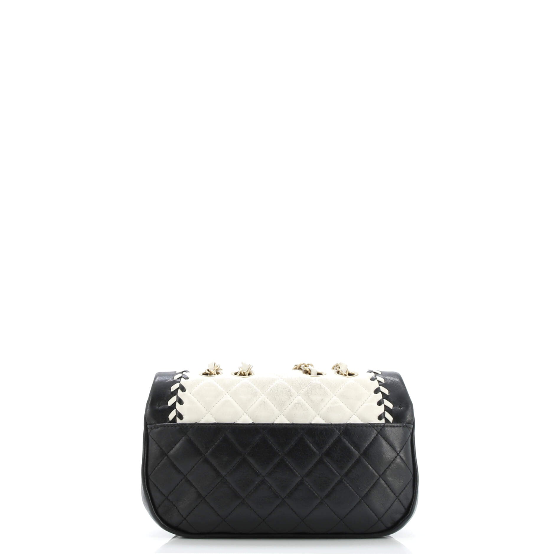 Bicolor Braided Saddle Flap Bag Quilted Lambskin Small