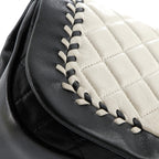 Bicolor Braided Saddle Flap Bag Quilted Lambskin Small