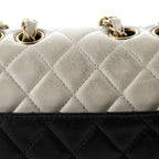 Bicolor Braided Saddle Flap Bag Quilted Lambskin Small
