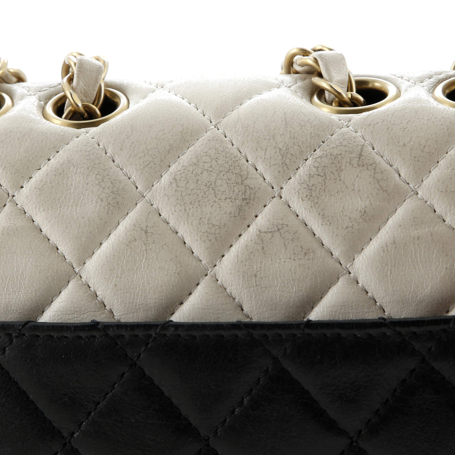 Bicolor Braided Saddle Flap Bag Quilted Lambskin Small