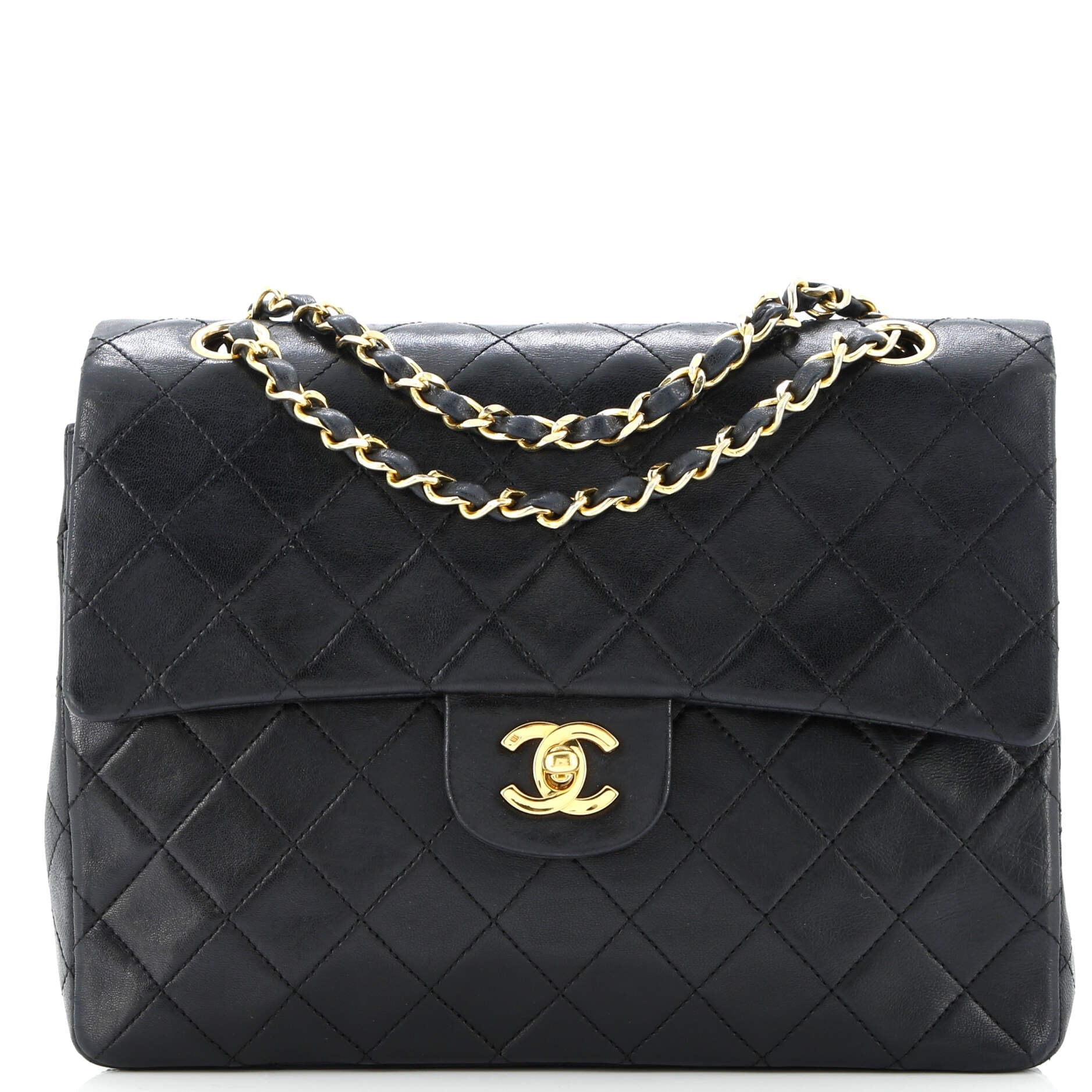 Vintage Square Classic Double Flap Bag Quilted Leather Medium