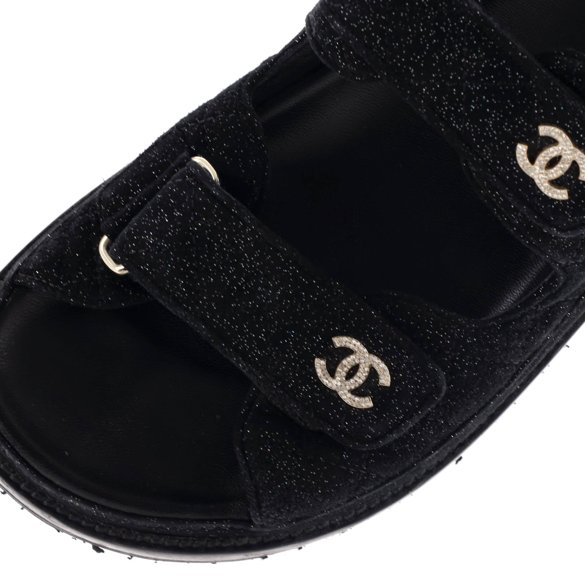 Women's Velcro Dad Sandals Quilted Glitter Suede