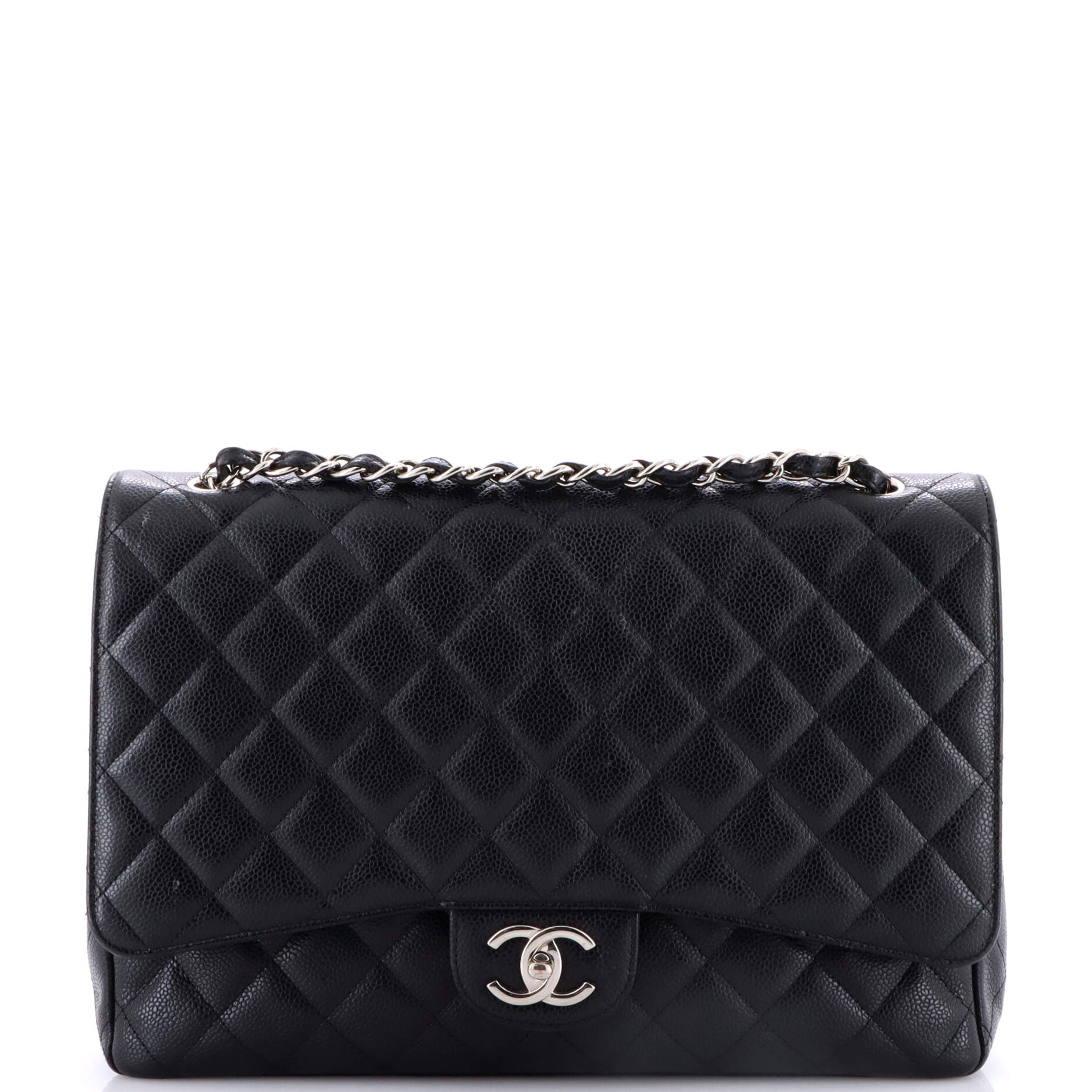 Classic Double Flap Bag Quilted Caviar Maxi