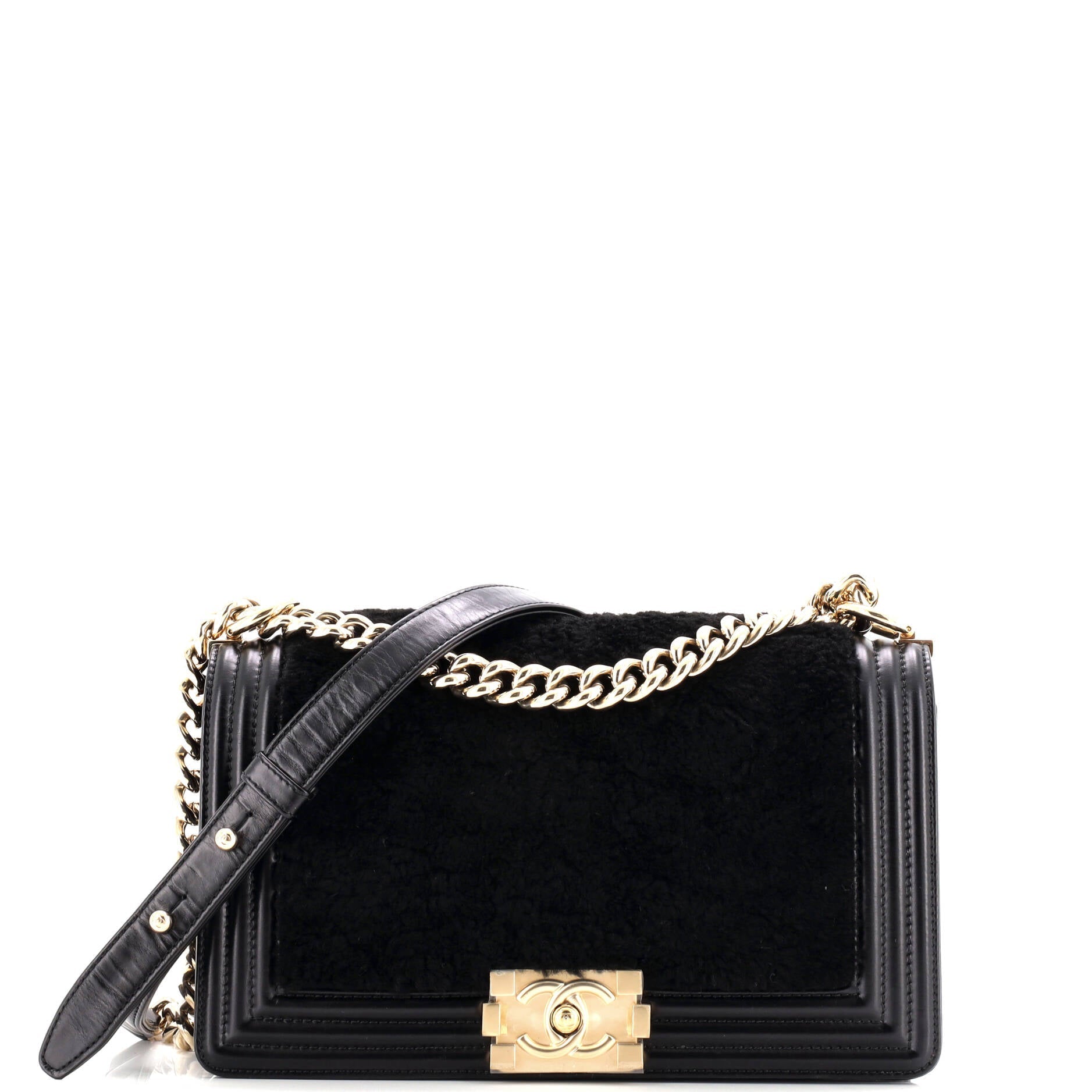 Boy Flap Bag Shearling with Leather Old Medium