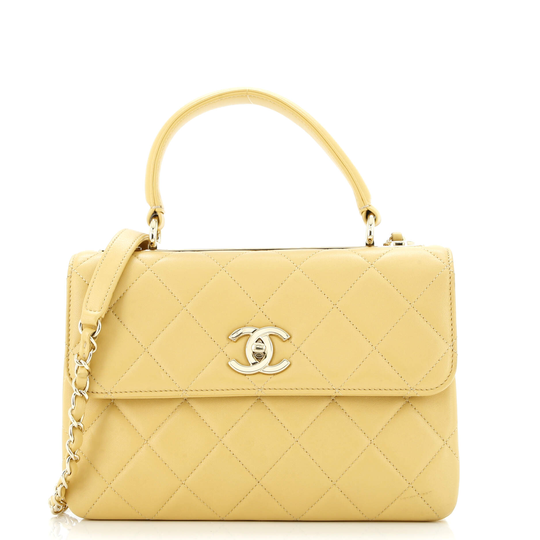 Trendy CC Top Handle Bag Quilted Lambskin Small