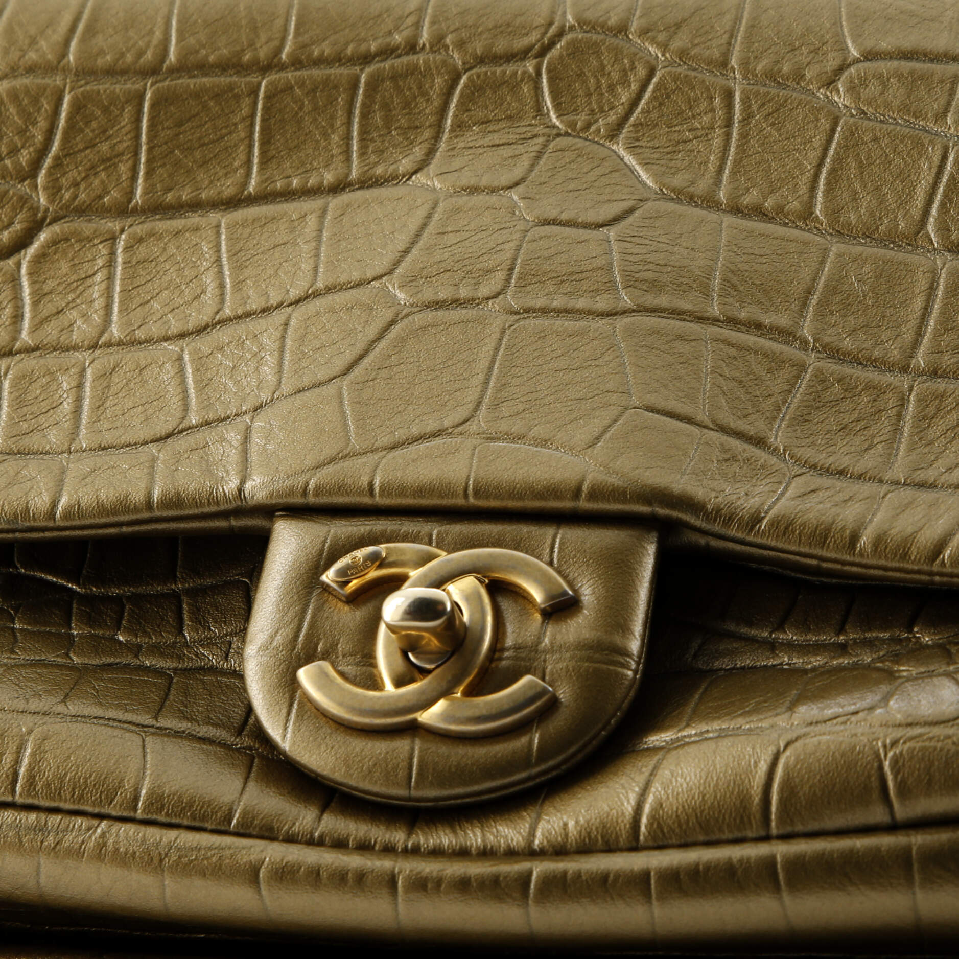 Drawstring Backpack Crocodile Embossed Calfskin Large