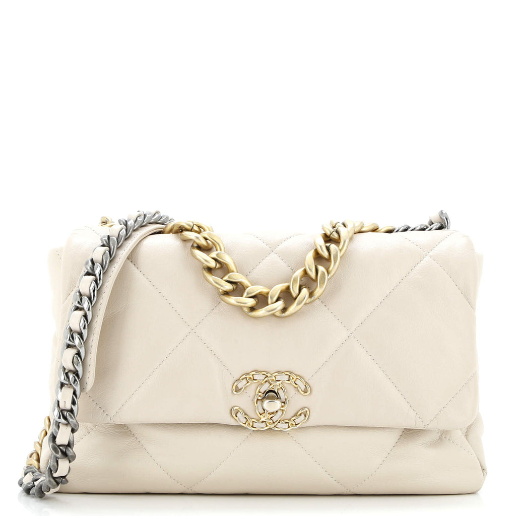 19 Flap Bag Quilted Leather Large