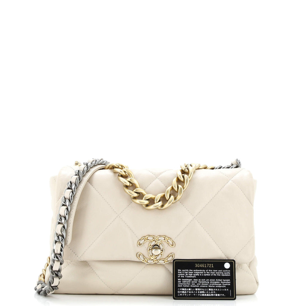 19 Flap Bag Quilted Leather Large