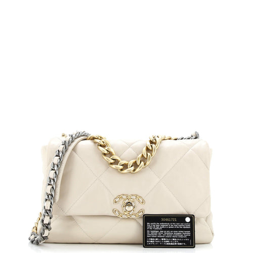 19 Flap Bag Quilted Leather Large