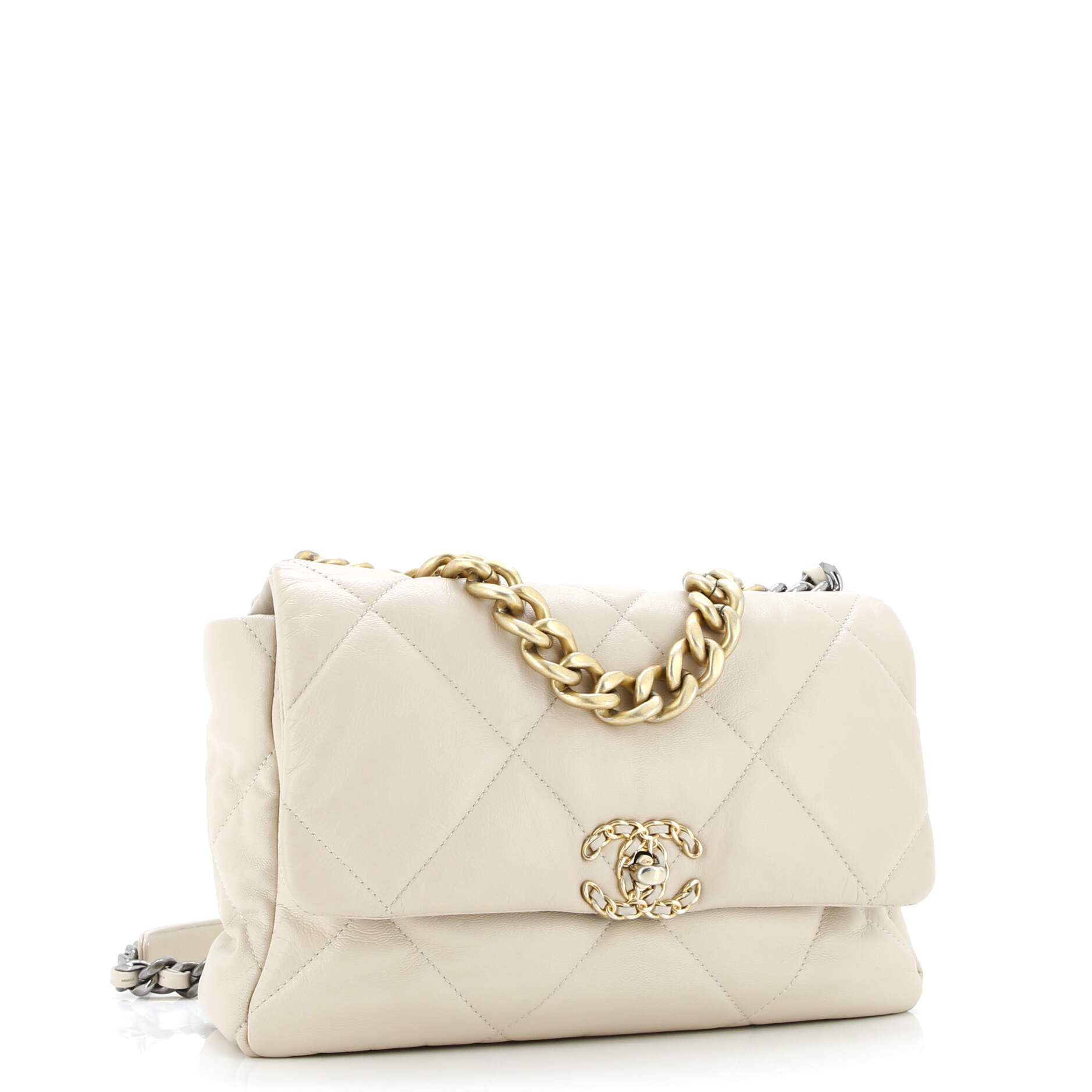 19 Flap Bag Quilted Leather Large