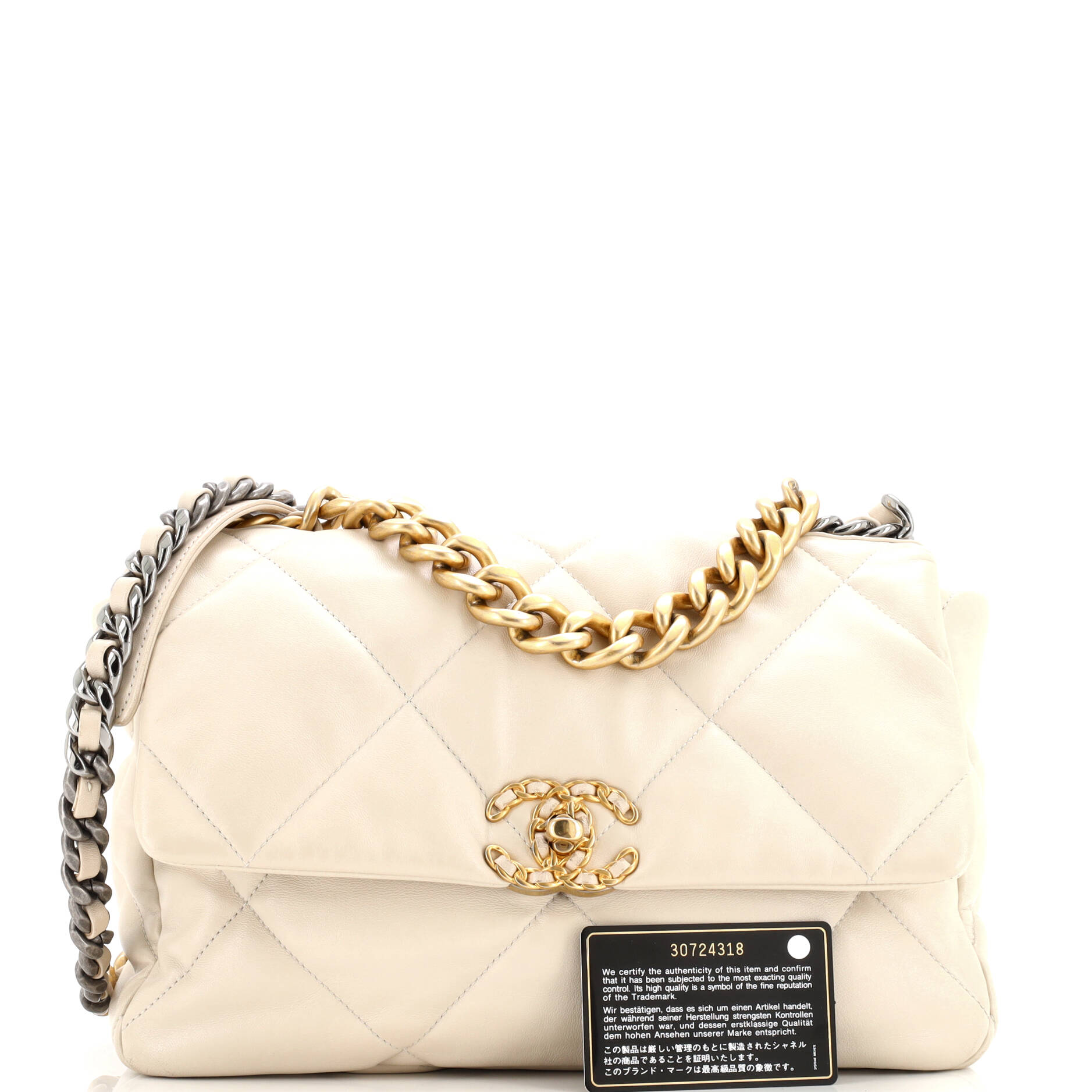 19 Flap Bag Quilted Leather Large