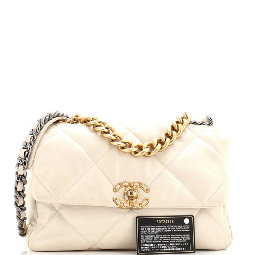 19 Flap Bag Quilted Leather Large