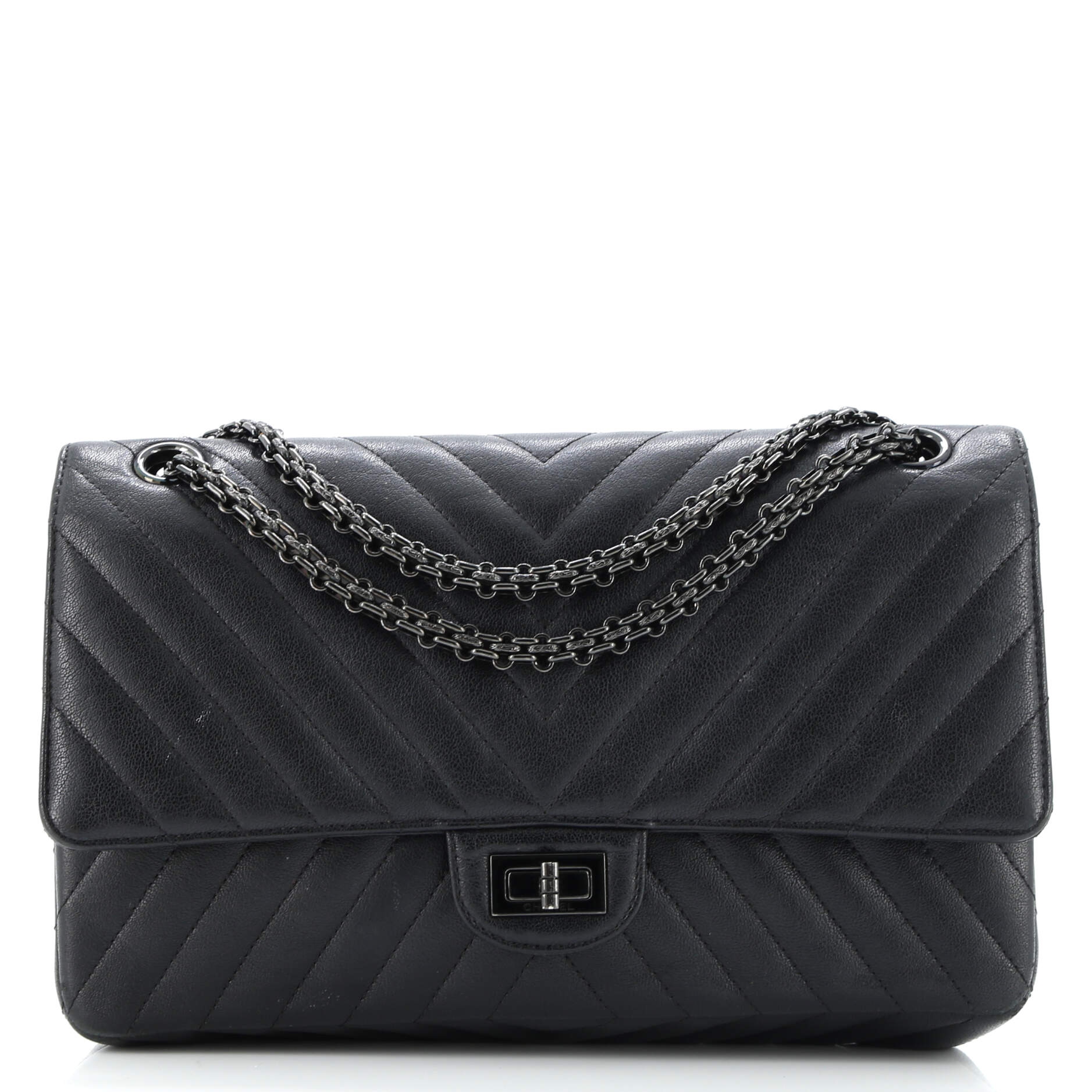 So Black Reissue 2.55 Flap Bag Chevron Sheepskin 226