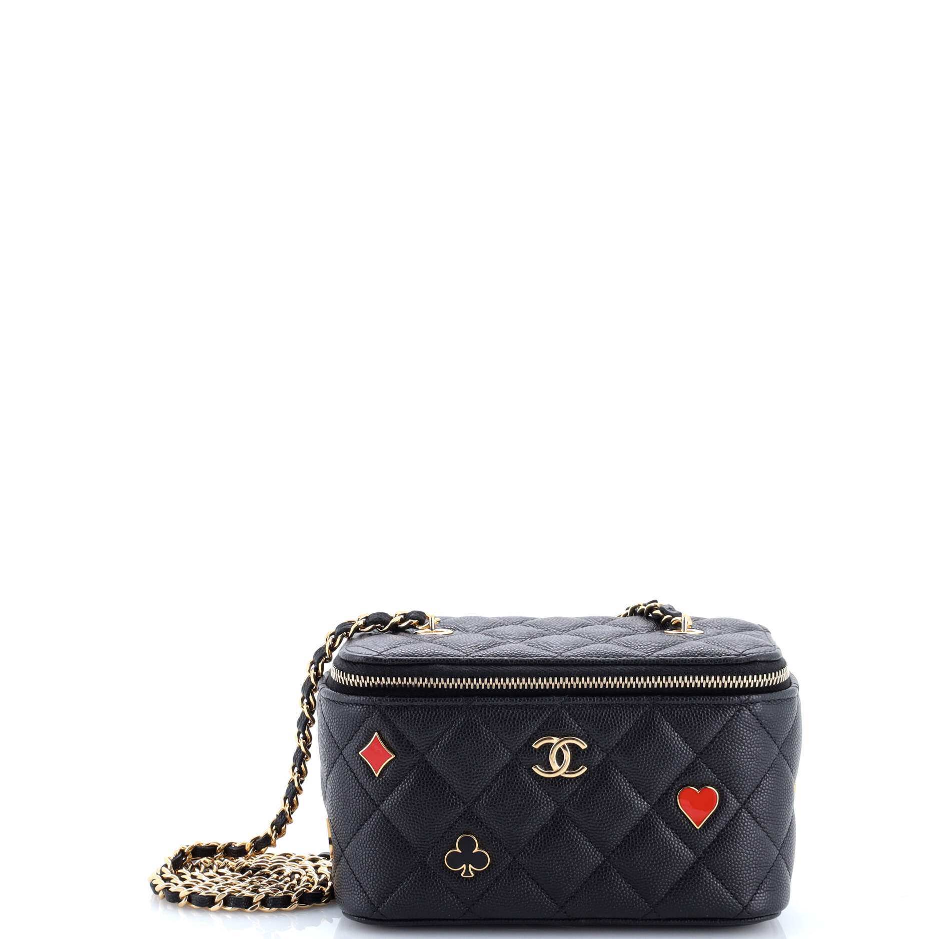 Coco Casino Vanity Case with Chain Quilted Caviar Small