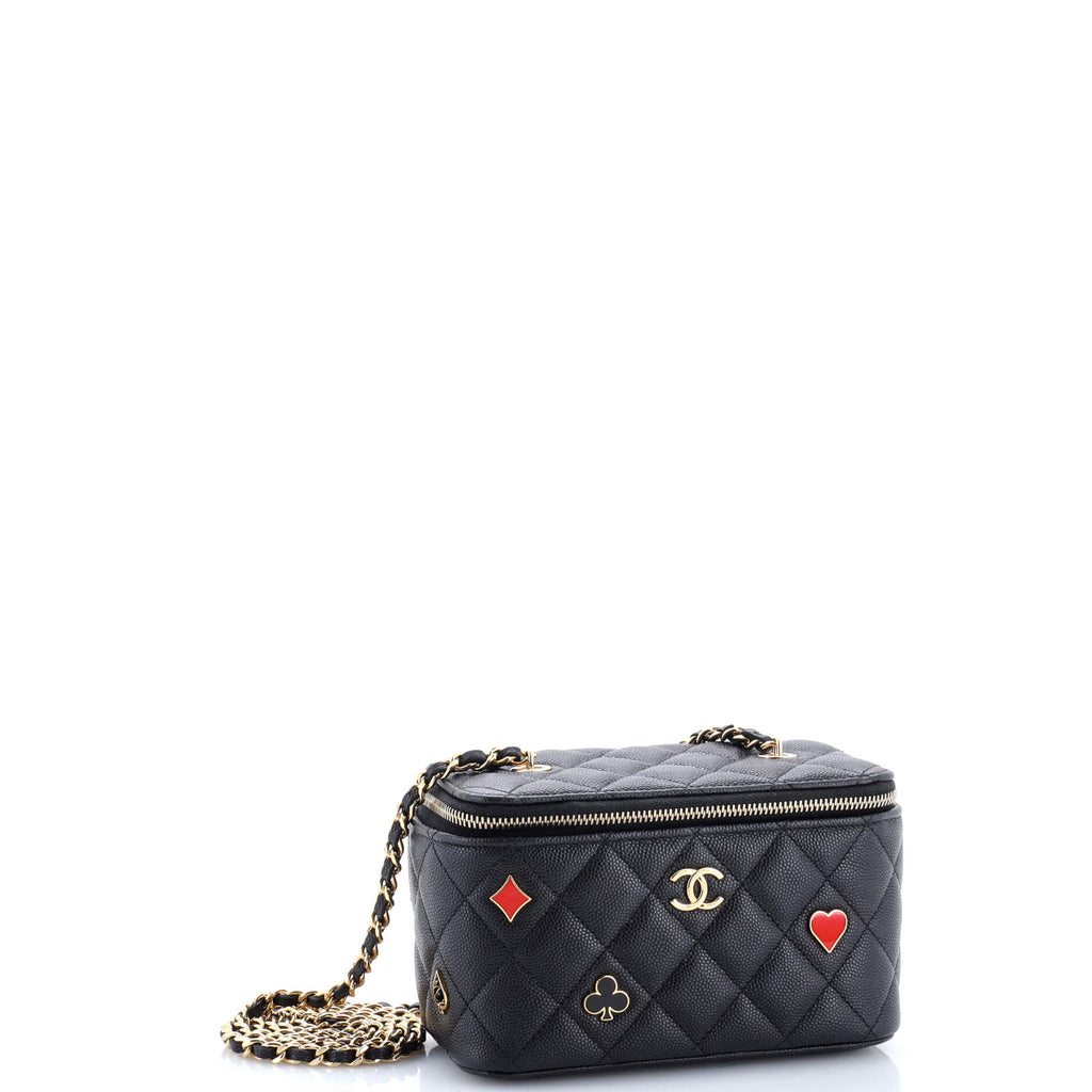 Coco Casino Vanity Case with Chain Quilted Caviar Small