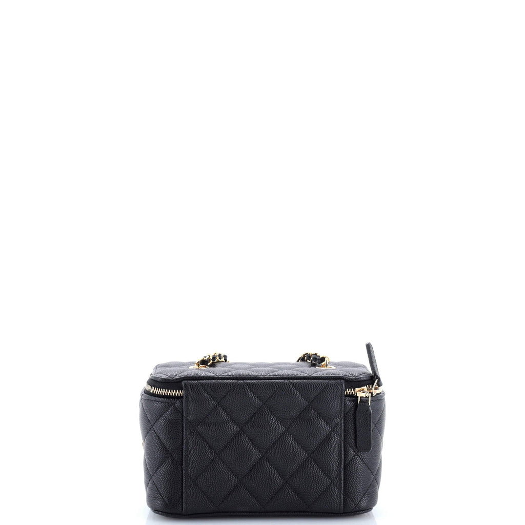 Coco Casino Vanity Case with Chain Quilted Caviar Small