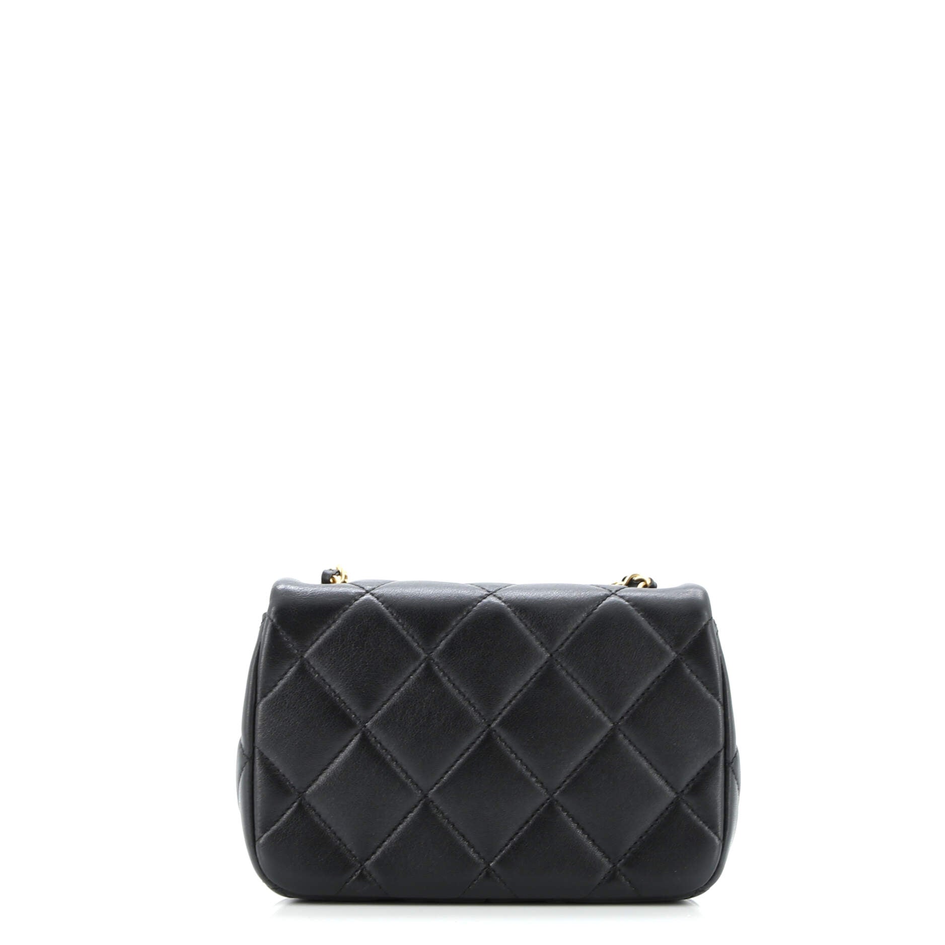 Twin Pearl Adjustable Chain Flap Bag Quilted Lambskin Mini