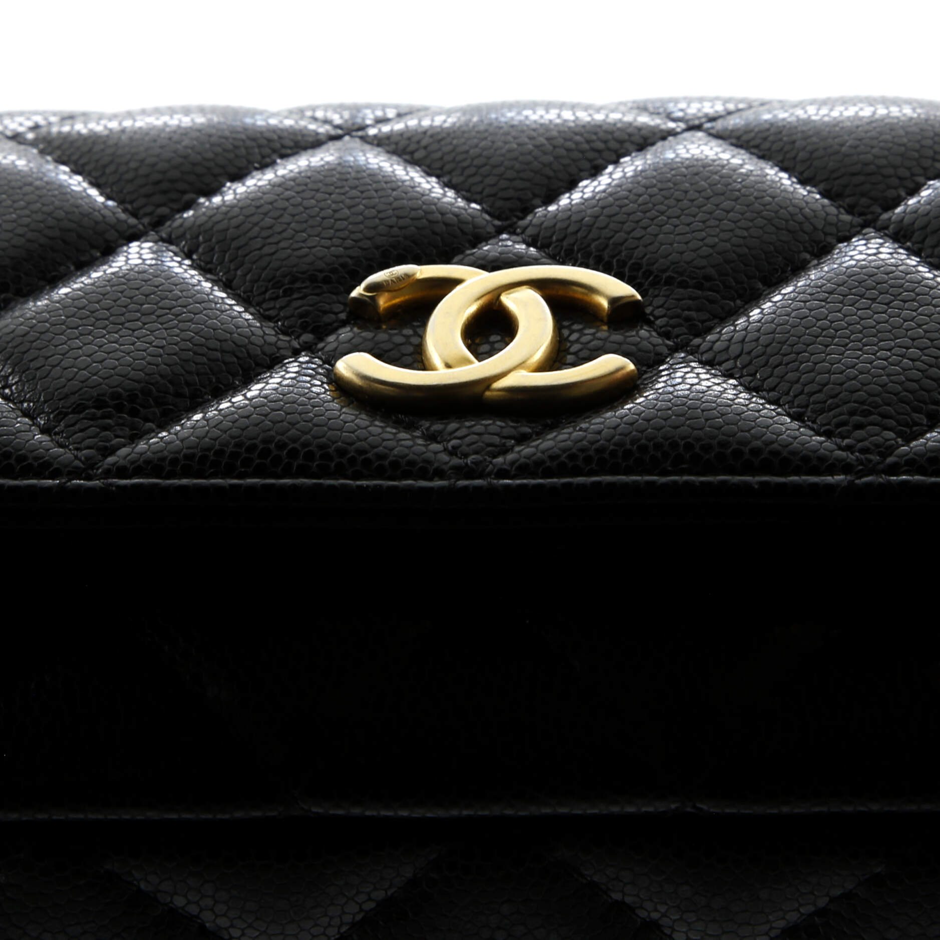 Twist Your Buttons Flap Clutch with Chain Quilted Caviar