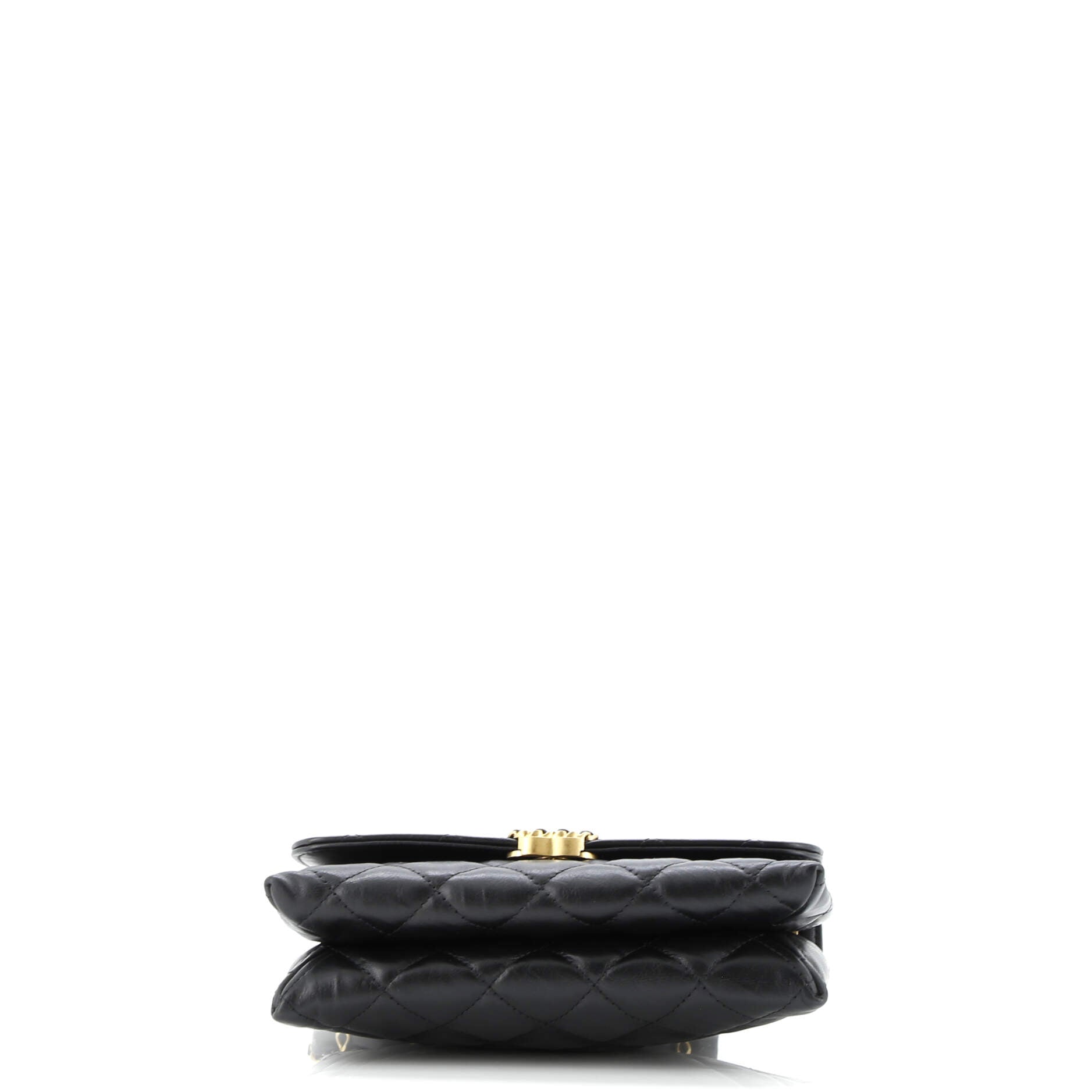 CC Wide Chain Compartment Flap Phone Holder Quilted Aged Calfskin