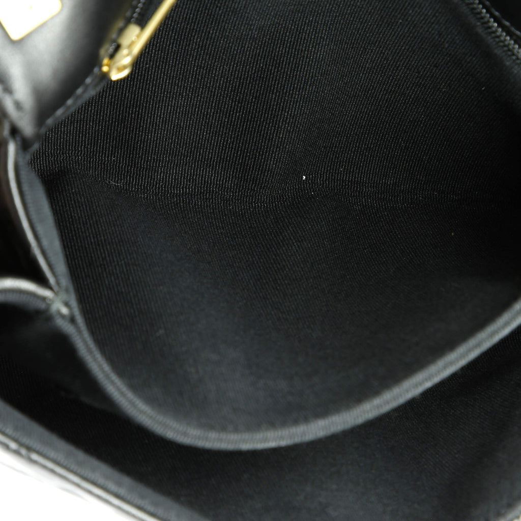 CC Wide Chain Compartment Flap Phone Holder Quilted Aged Calfskin