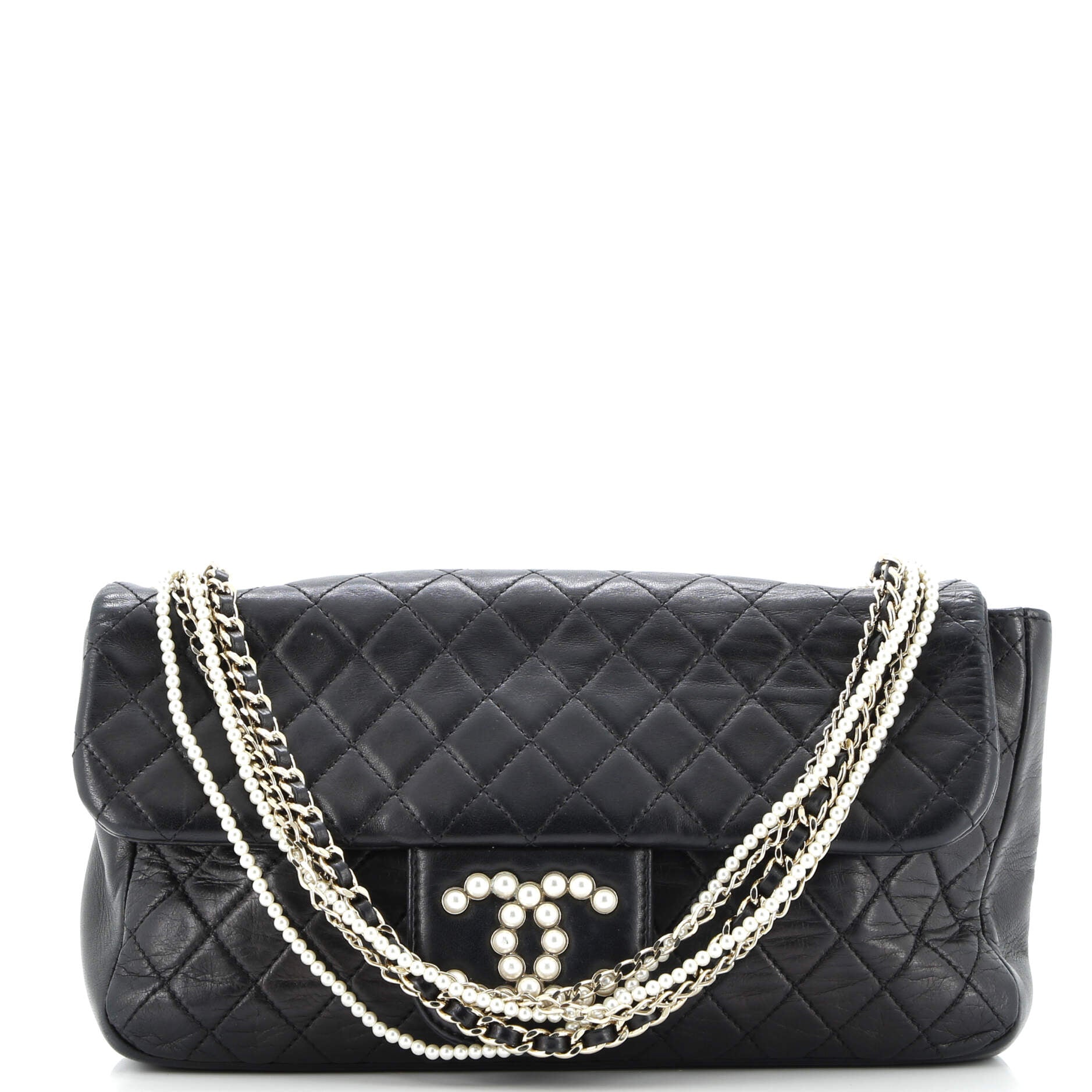 Westminster Pearl Chain Flap Bag Quilted Lambskin Medium