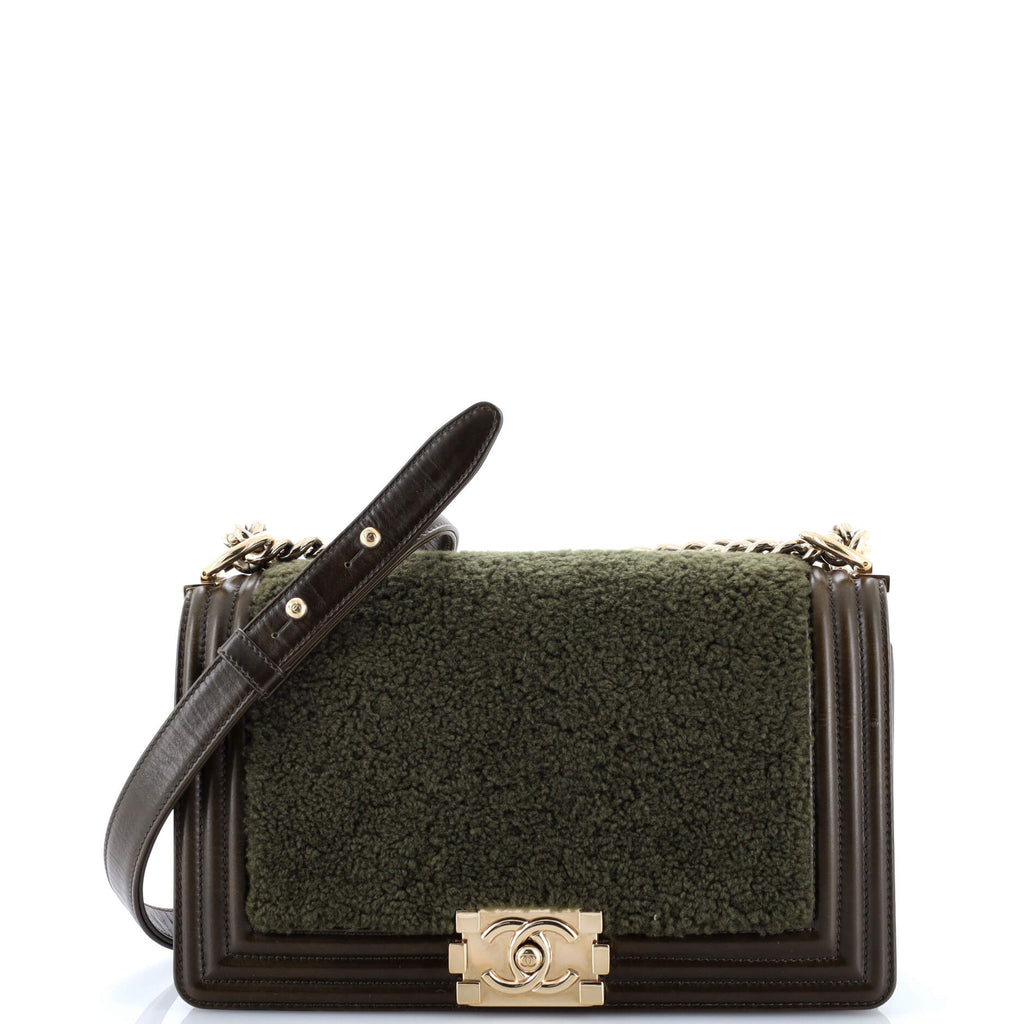 Boy Flap Bag Shearling with Leather Old Medium