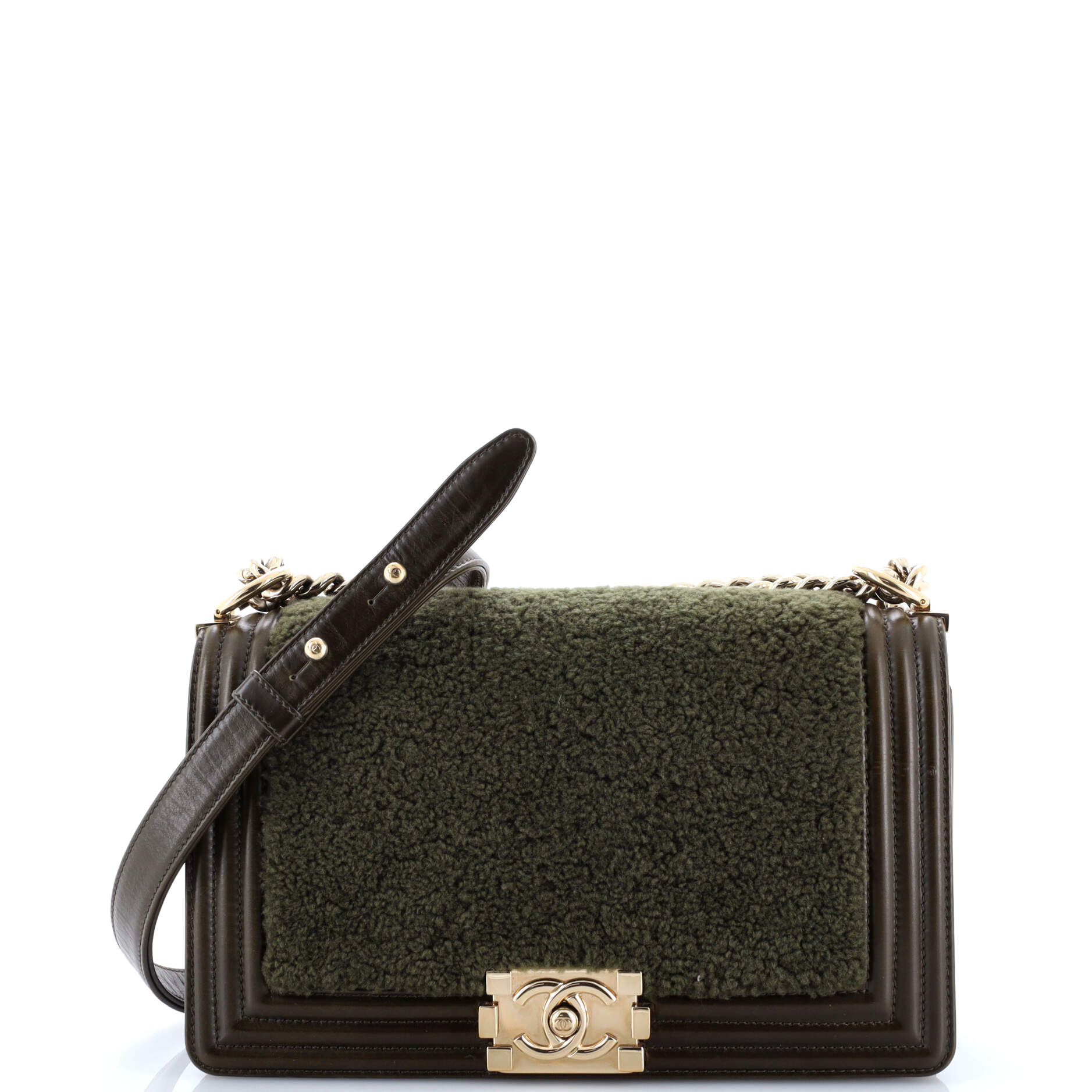 Boy Flap Bag Shearling with Leather Old Medium