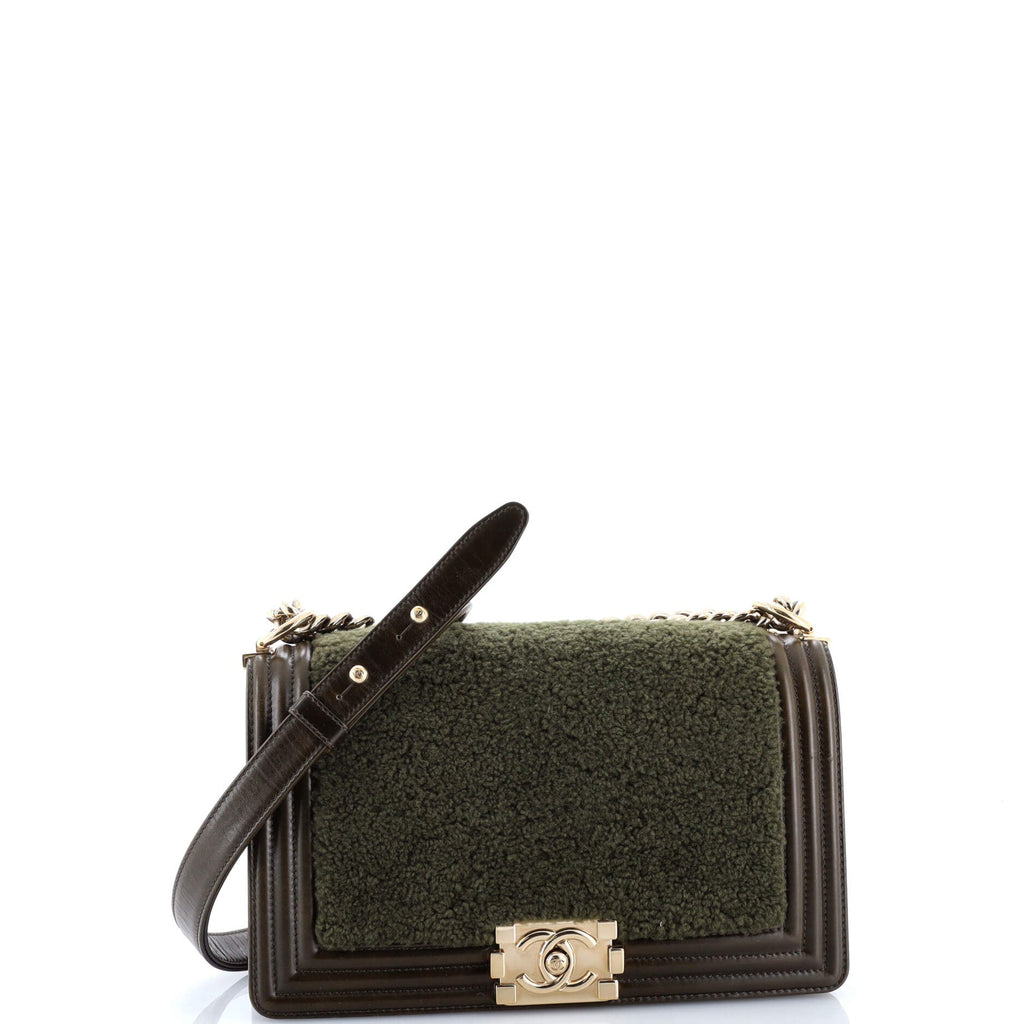 Boy Flap Bag Shearling with Leather Old Medium