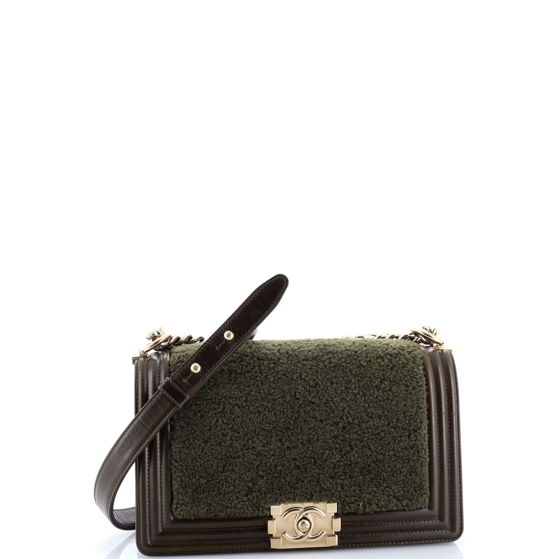 Boy Flap Bag Shearling with Leather Old Medium