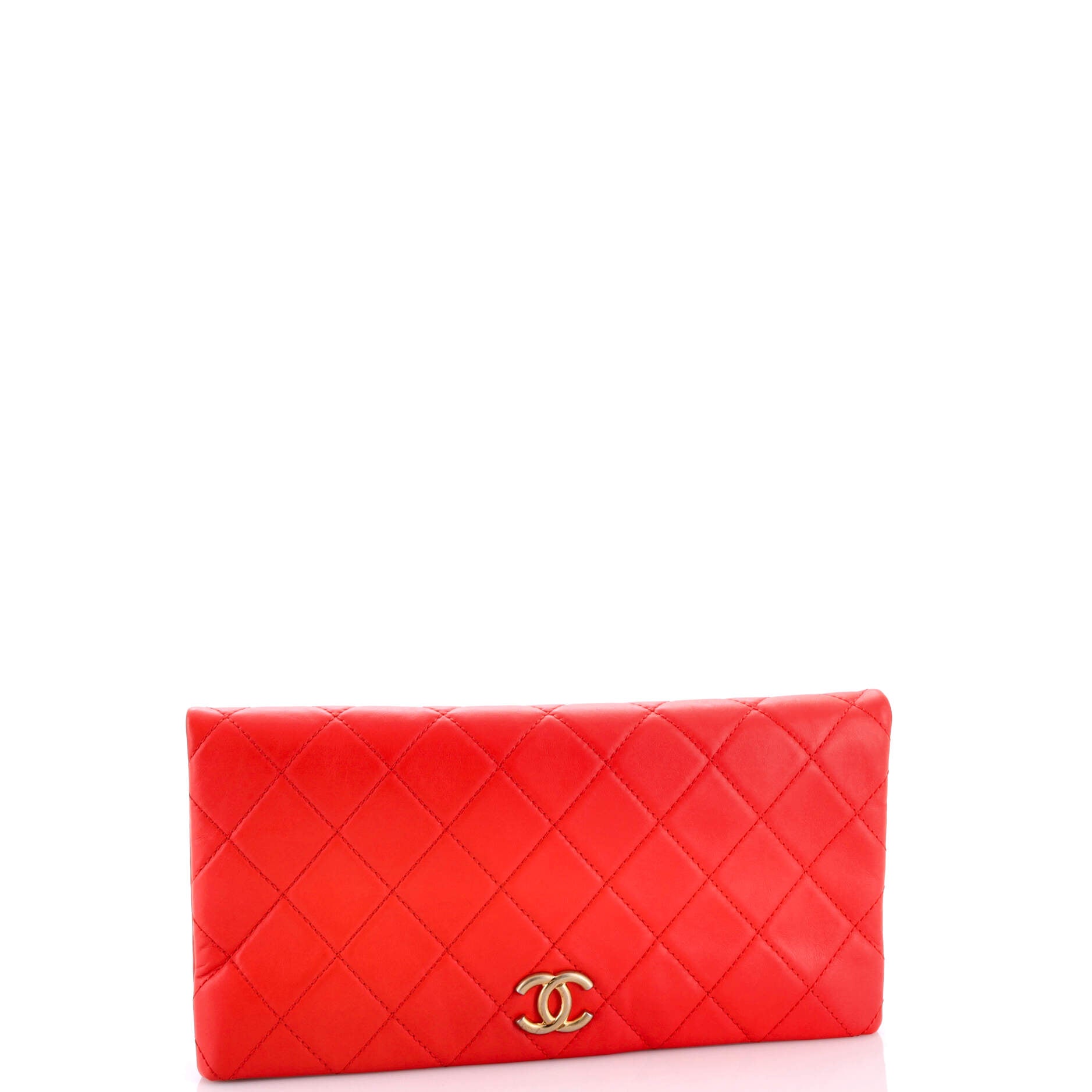 CC Foldover Clutch Quilted Lambskin Large