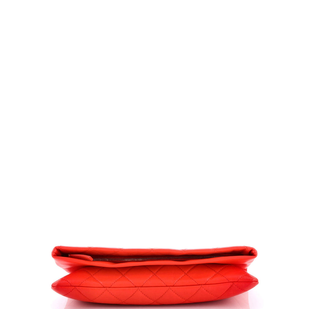 CC Foldover Clutch Quilted Lambskin Large