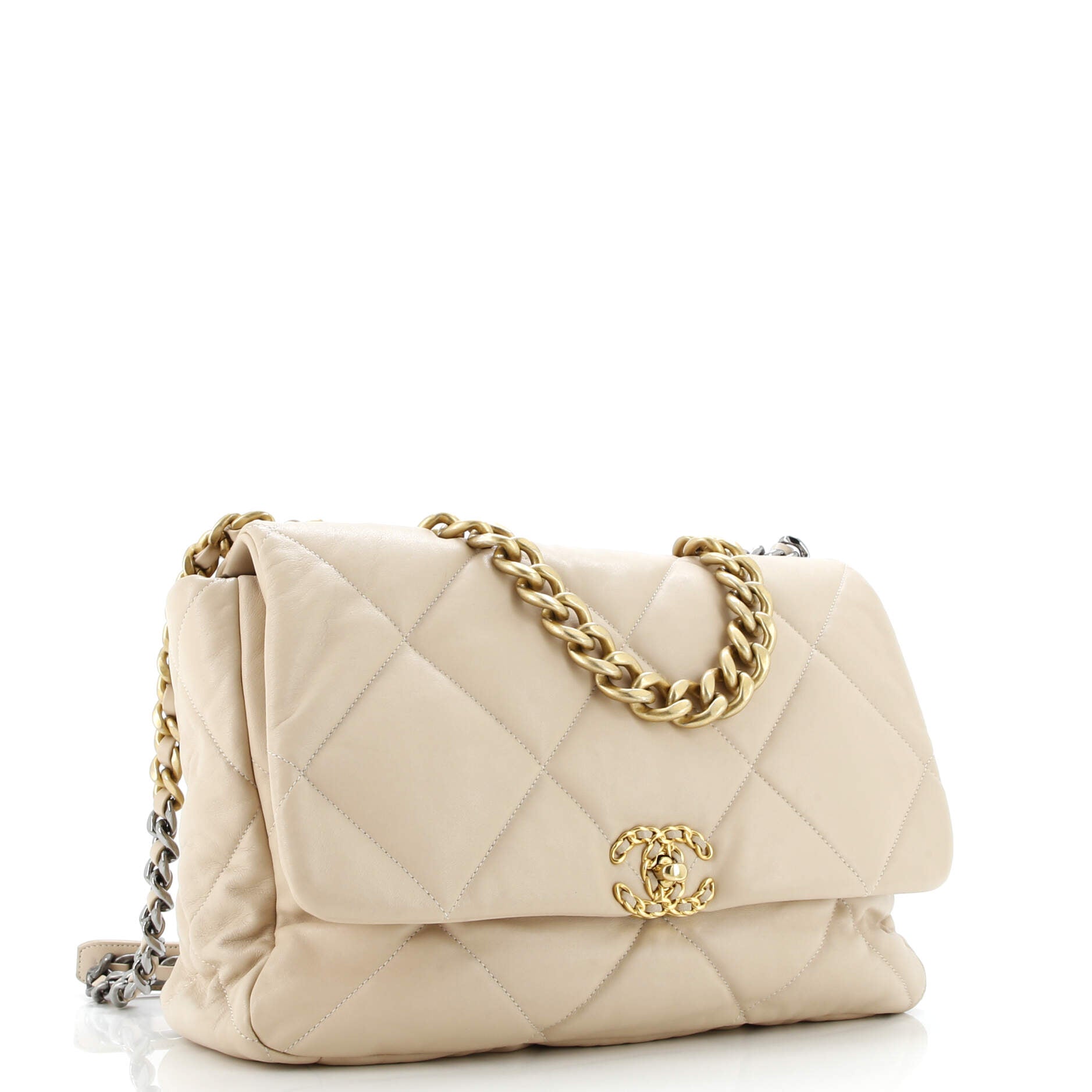 19 Flap Bag Quilted Leather Maxi