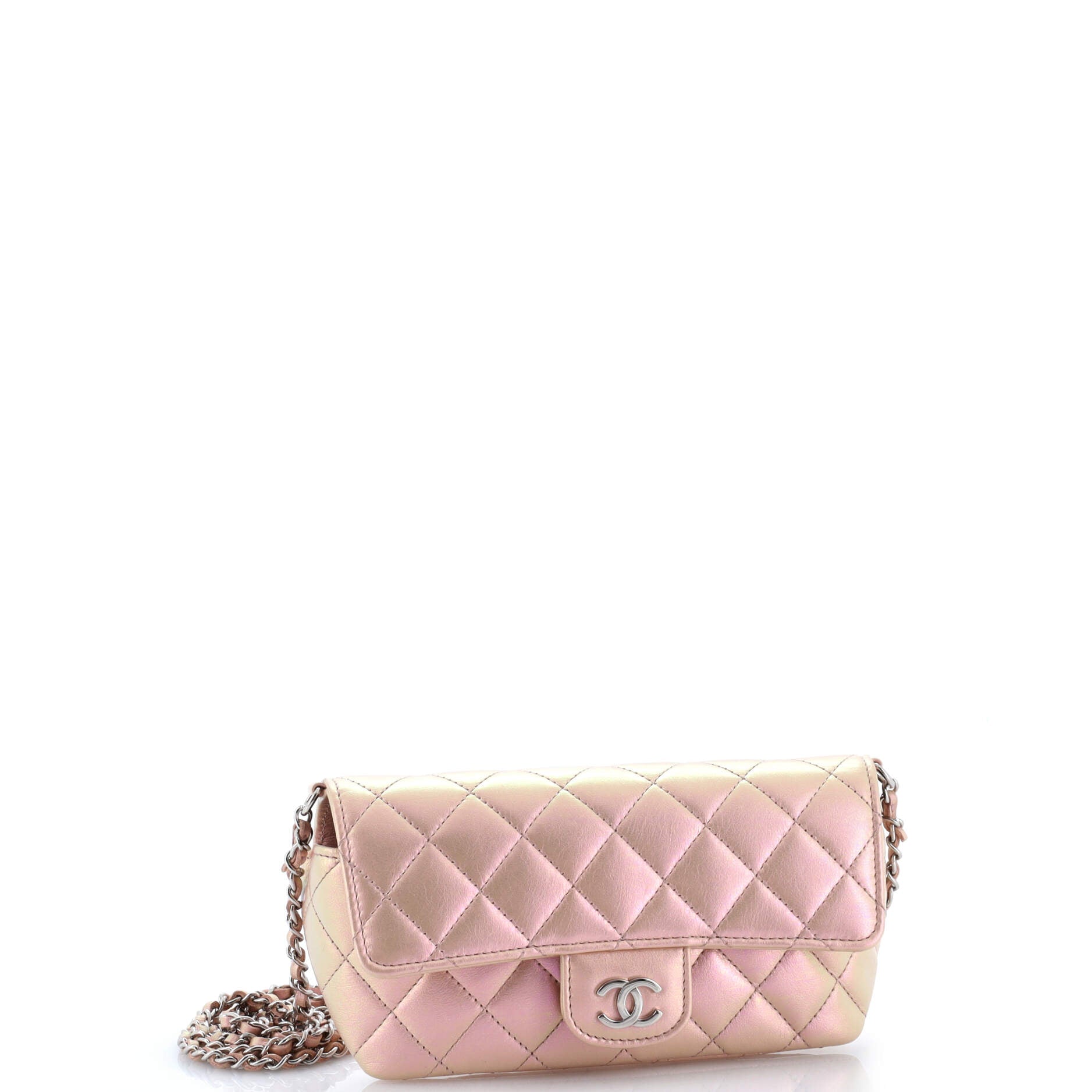 Classic Sunglasses Case with Chain Quilted Iridescent Lambskin