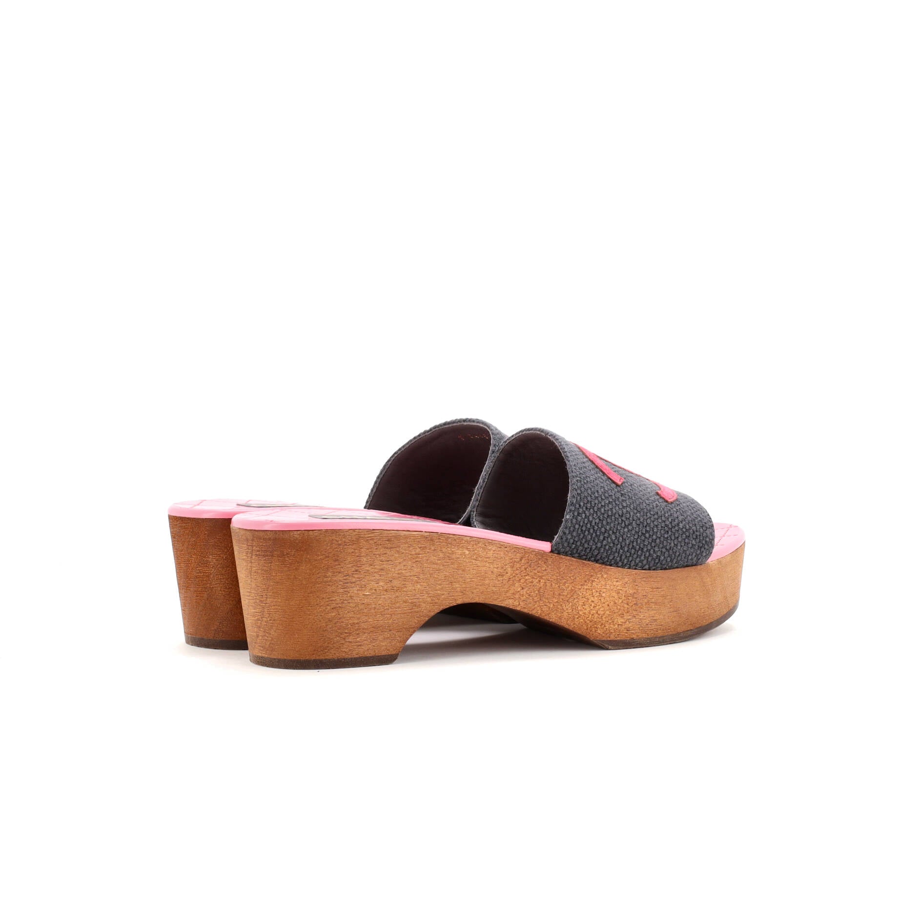 Women's CC Mule Sandals Canvas and Wood