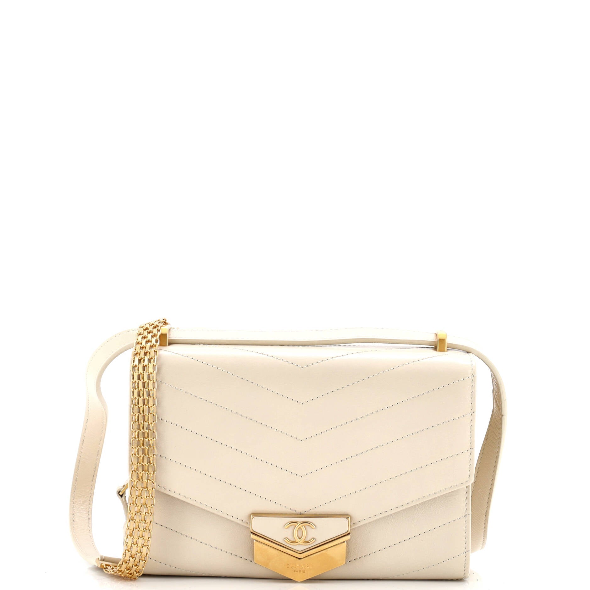 Medal Envelope Flap Bag Chevron Calfskin Small