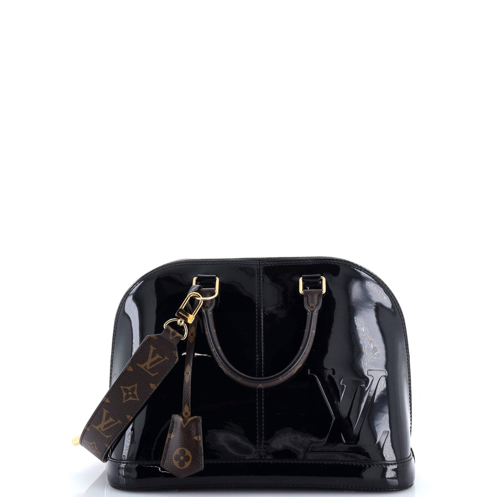 Alma Handbag Vernis with Monogram Canvas PM