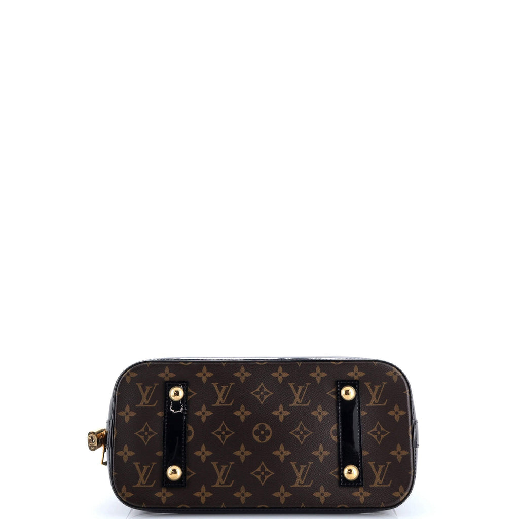 Alma Handbag Vernis with Monogram Canvas PM