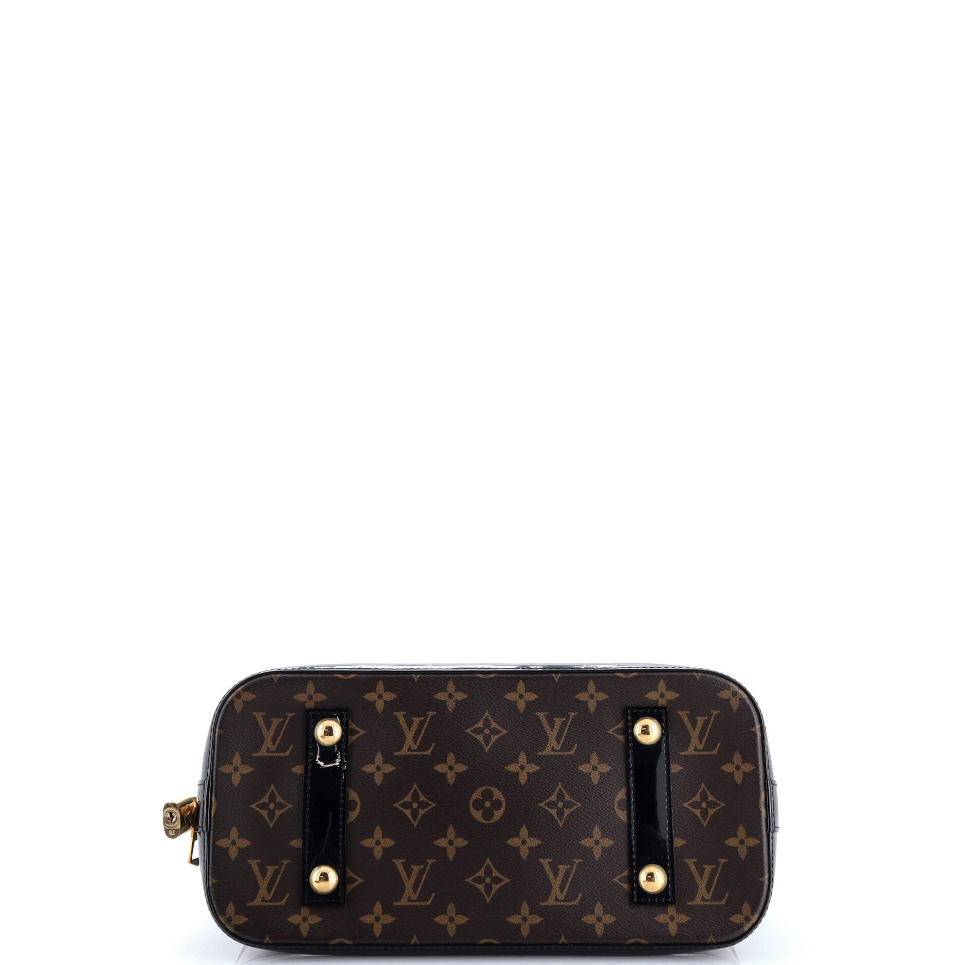 Alma Handbag Vernis with Monogram Canvas PM