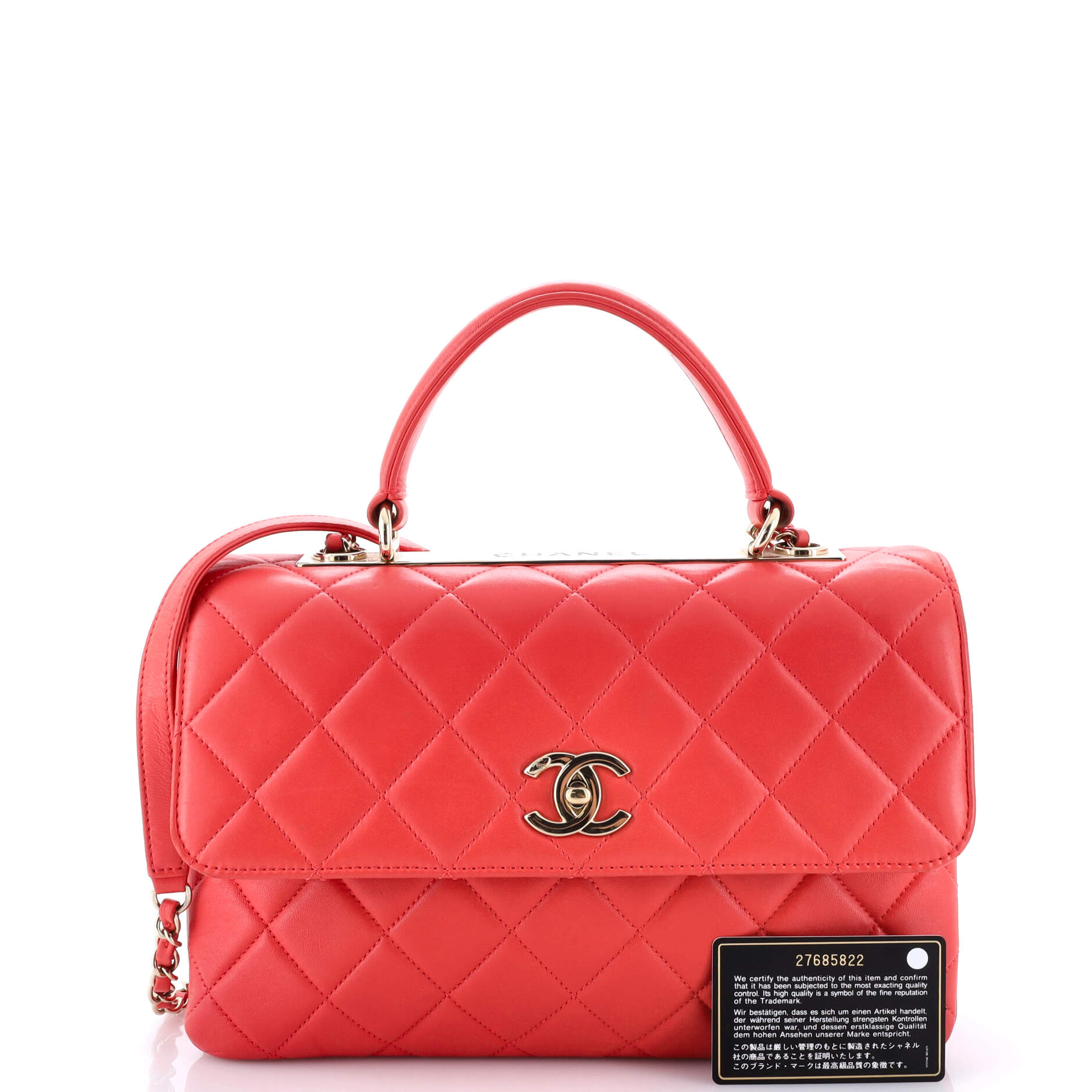 Trendy CC Top Handle Bag Quilted Lambskin Medium