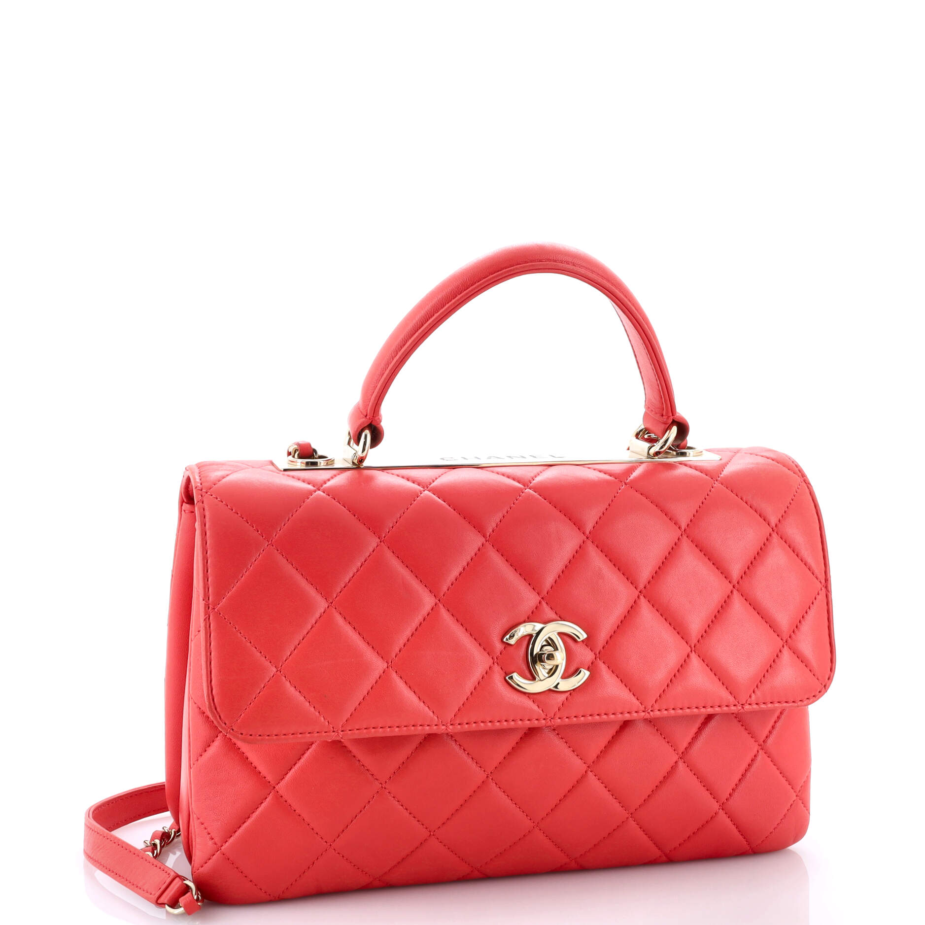 Trendy CC Top Handle Bag Quilted Lambskin Medium